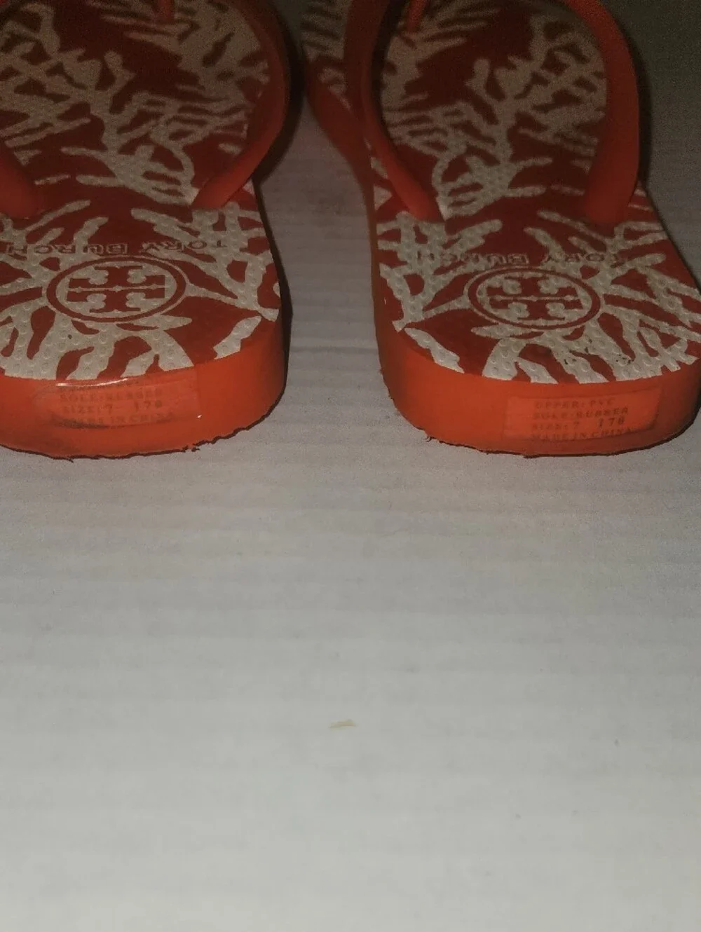 Tory Burch Coral Orange Logo Rubber Flip Flop Sandals